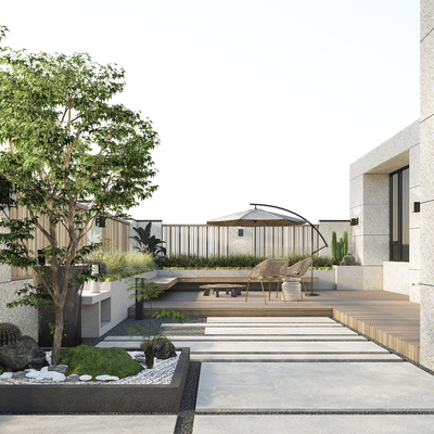 Modern courtyard back garden