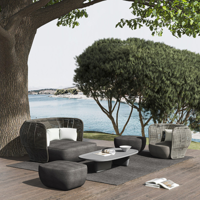 Modern outdoor rattan sofa coffee table combination