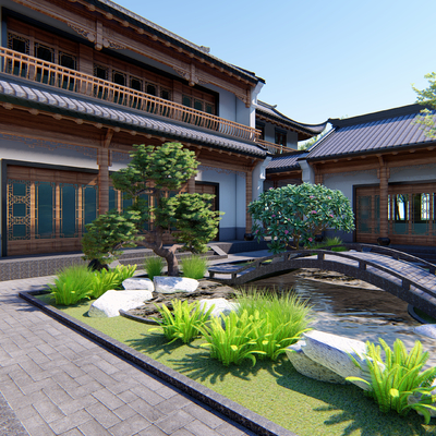 New Chinese Courtyard Garden Landscape