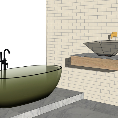 Modern clear bathtub wash basin