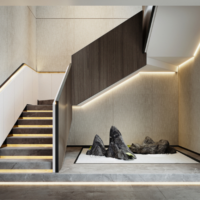 Modern rockery landscape staircase