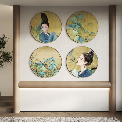 New Chinese Women's Round Hanging Painting Decorative Painting