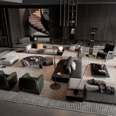 Minotti sofa coffee table combination