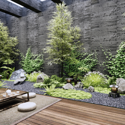 Japanese-style courtyard view