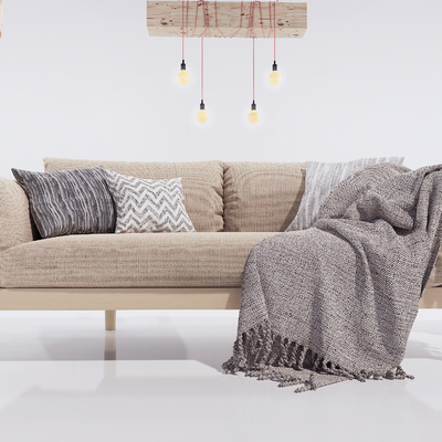 Nordic linen double sofa