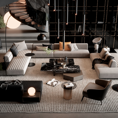 Minotti sofa coffee table combination