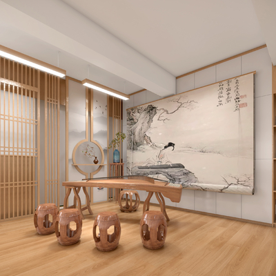 Neo-Chinese Style home piano room