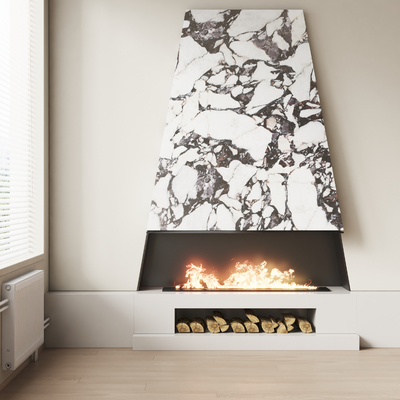 Modern flame fireplace