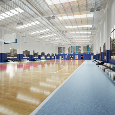 Modern indoor basketball court