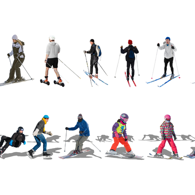 Ski men and women 2d components