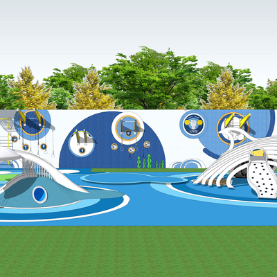 Modern children's landscape wall outdoor sports play area