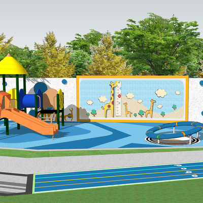 Modern children's landscape wall outdoor sports play area