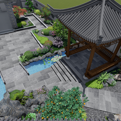 New Chinese-style Villa Courtyard