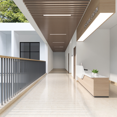 Modern Nurse Station Hospital Corridor