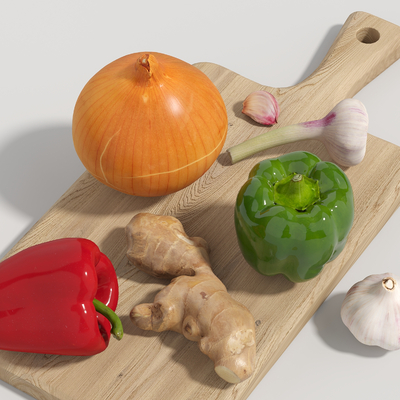 Pepper ginger garlic onion cutting board