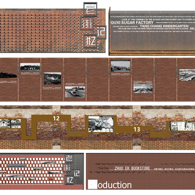 Modern red brick culture wall