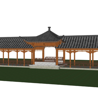 Chinese antique pavilion promenade sketch