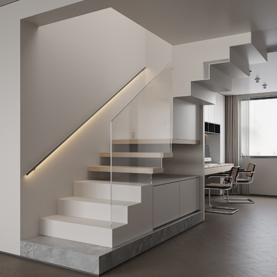 Modern handrail stairwell