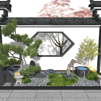 New Chinese Courtyard rockery Zen small scenery