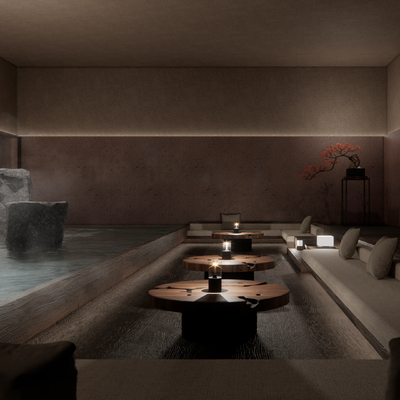 Modern indoor hot spring