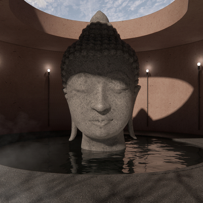 Modern Buddha Head Sculpture