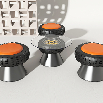 Industrial wind tire table stool