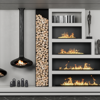 modern fireplace firewood