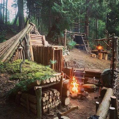 Natural wind woodpile tent