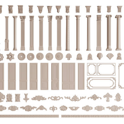 European classical Roman column carved corner line