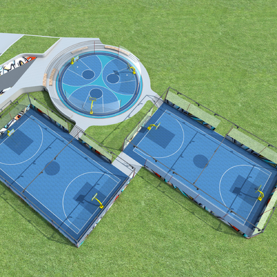 Modern outdoor basketball court