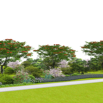 2D tree shrub flower bed