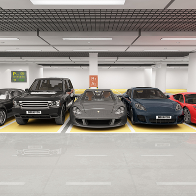 Modern garage sports car underground garage