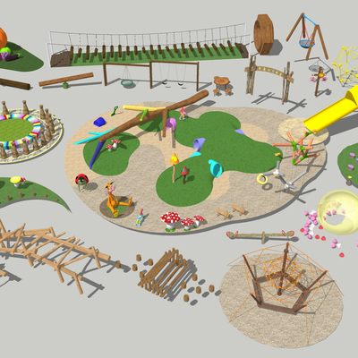 Modern wooden children's play facilities