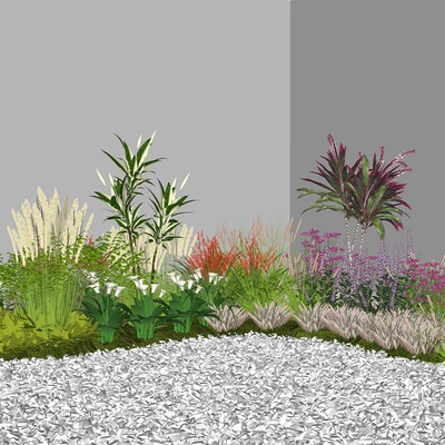 Landscape sketch flowers bushes flowers