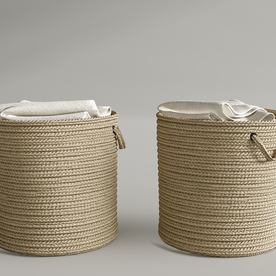 Modern Towel Rack Rattan Laundry Basket