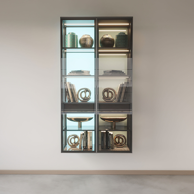 Wall-mounted glass display cabinet