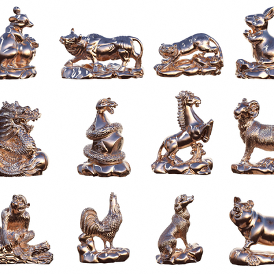 Twelve Zodiac Sculpture Ornaments