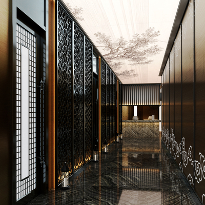 New Chinese Hotel Corridor