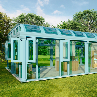 Modern sun room glass room greenhouse