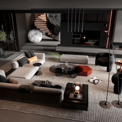 Minotti sofa coffee table combination