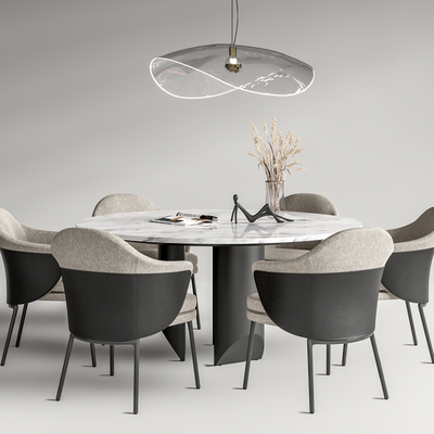 Minotti modern round dining table and chair