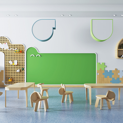 Kindergarten kids Table&Chair puzzle Wall