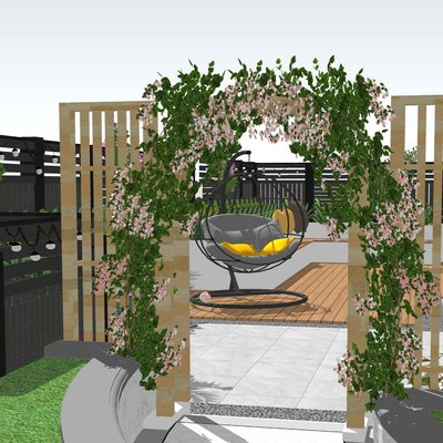 Modern courtyard climbing vine flower stand