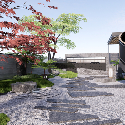 Neo-Chinese Style Dry Landscape Courtyard Garden