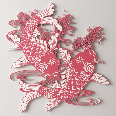 New Chinese carp silhouette wall decoration