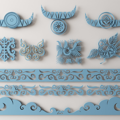 New Chinese Miao element silhouette wall decoration