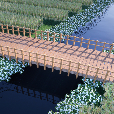 Modern Landscape Bridge Wooden Bridge