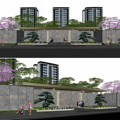 Entrance landscape of modern residential area