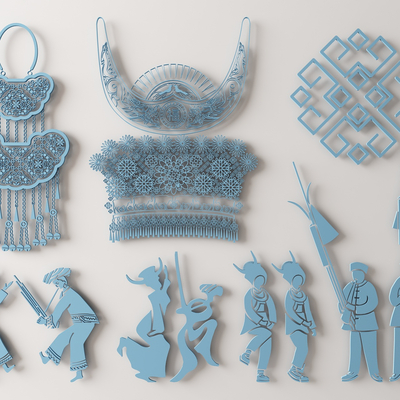 New Chinese Miao element silhouette wall decoration