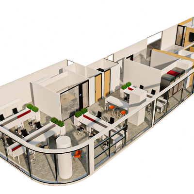 Office bird's-eye view planning